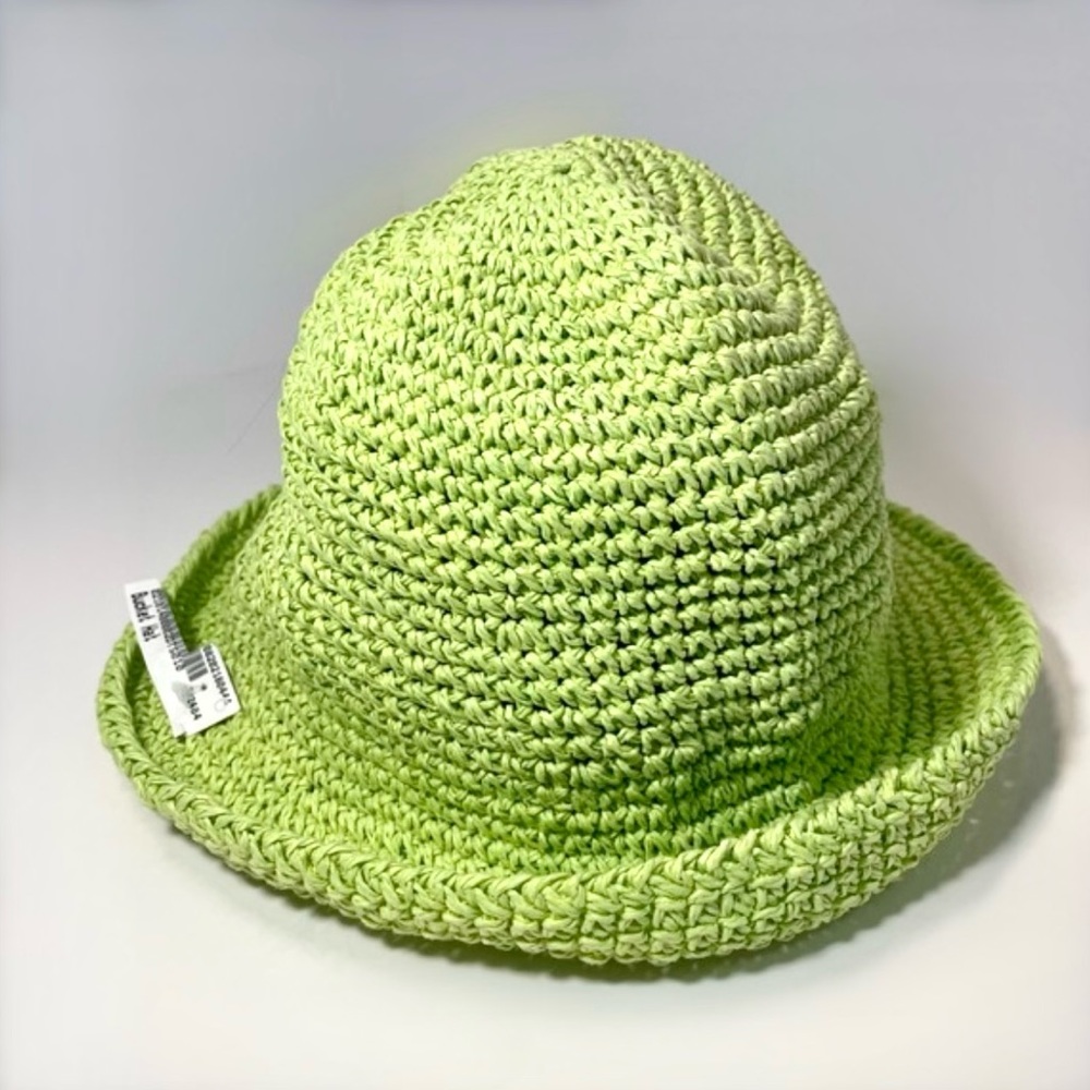 Woven Paper Bucket Hat in Green